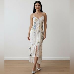 Anthropologie Lace Button Slip Dress